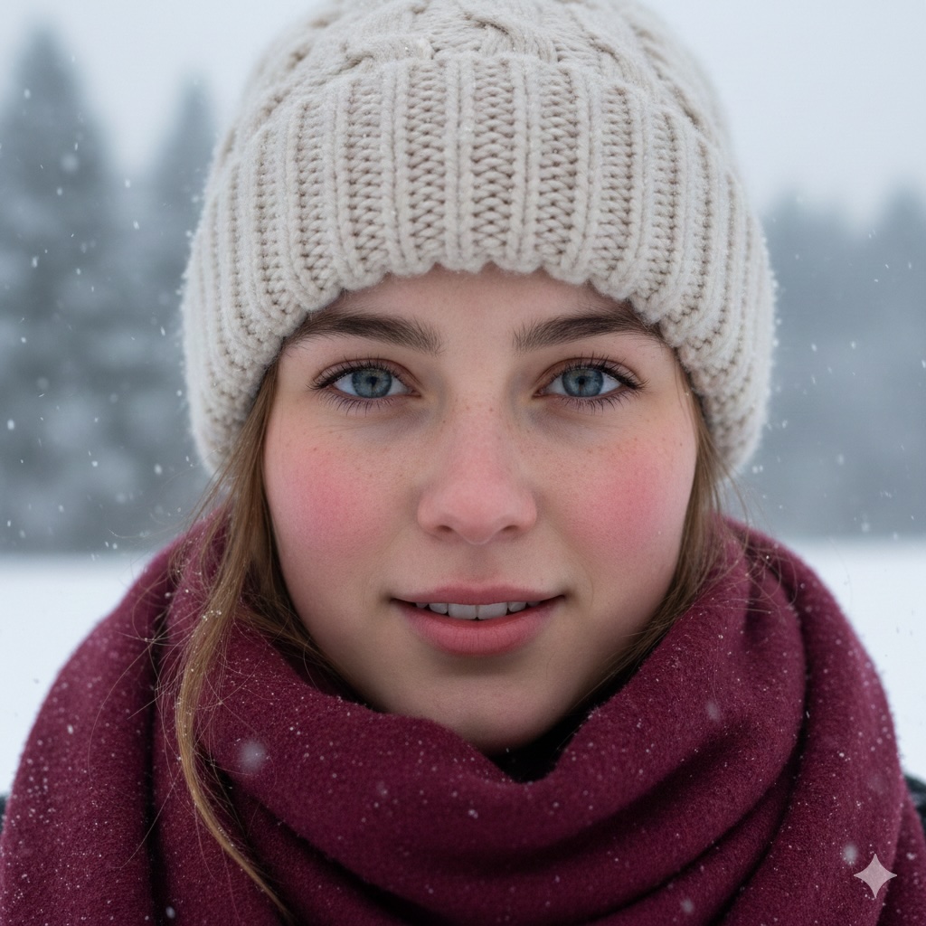 viso arrossato inverno